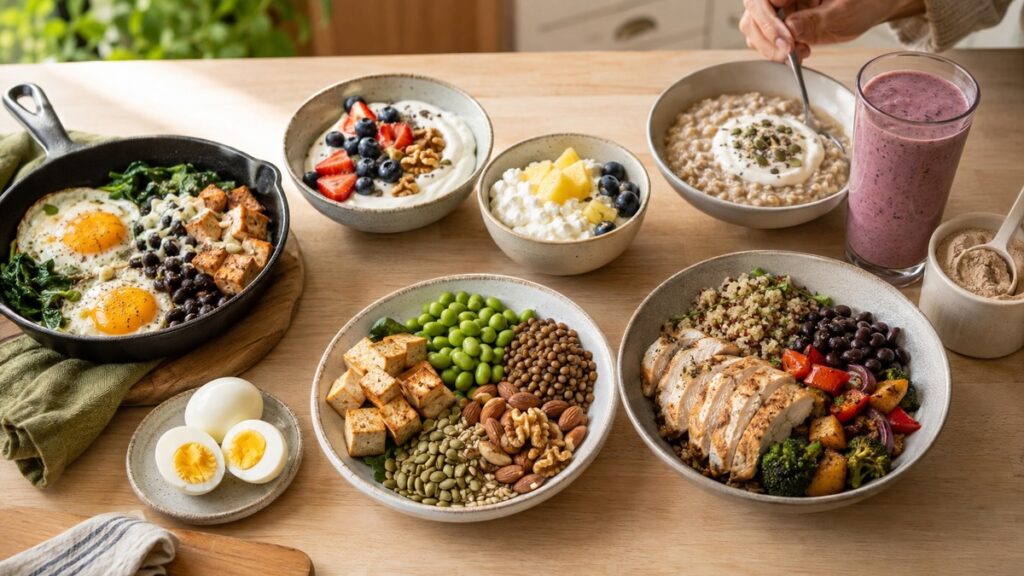 Selection of protein-rich breakfast choices