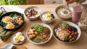 Selection of protein-rich breakfast choices