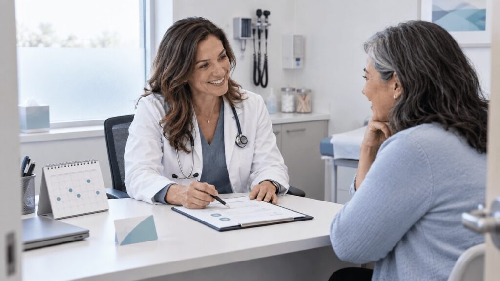 Doctor talks to patient about membership based healthcare